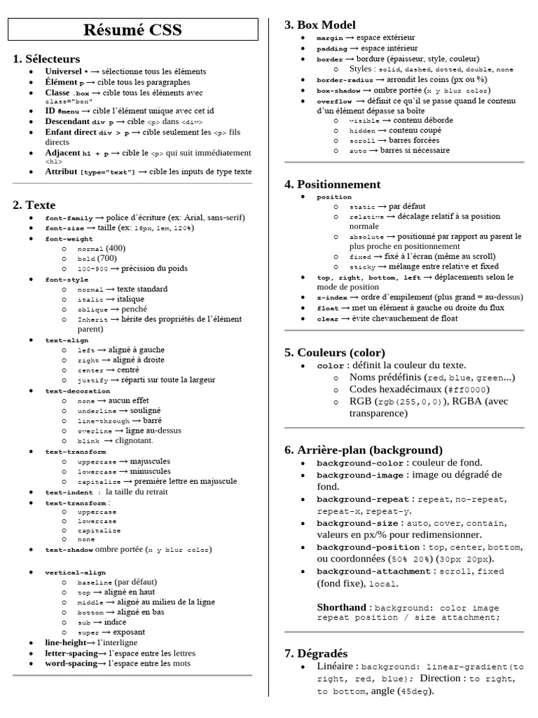 Guide complet sur CSS et HTML5 | PDF | HTML5 | Typographie