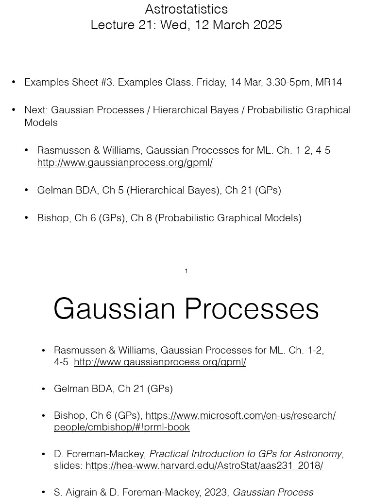 Gaussian Processes in Astrostatistics | PDF | Statistical Theory ...