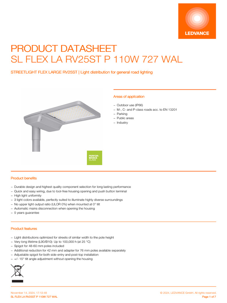 SL FLEX LA RV25ST P 110W 727 WAL en | PDF | Mains Electricity ...