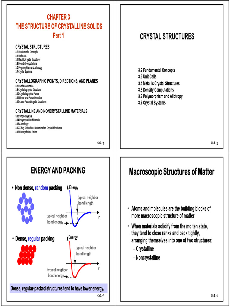 MATE201 Ch3 Structure of Crystalline Solids Part1 Unlocked | PDF ...