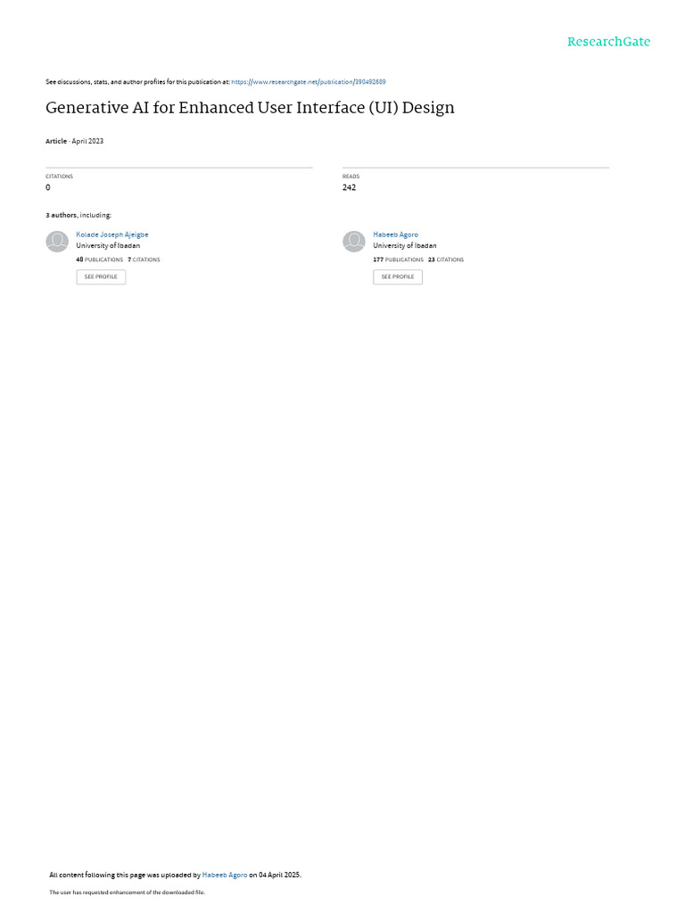 Generative A I For Enhanced User Interface | PDF | Artificial ...