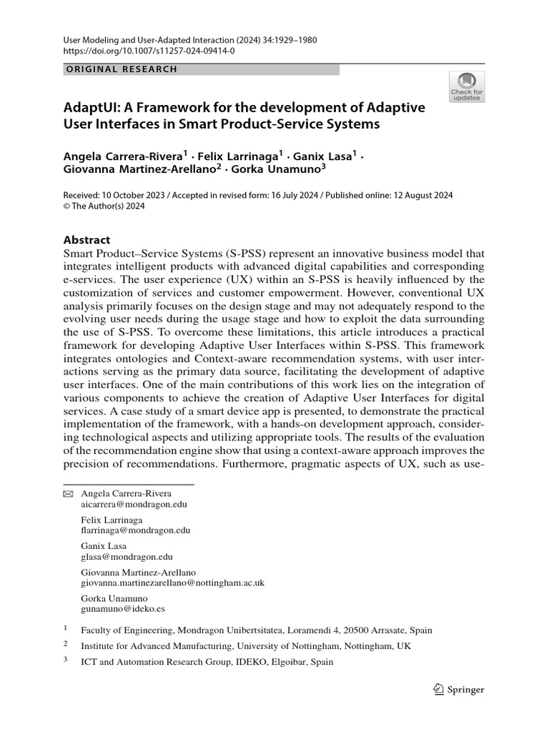 Adaptive UI Framework for Smart Systems | PDF | Human–Computer ...