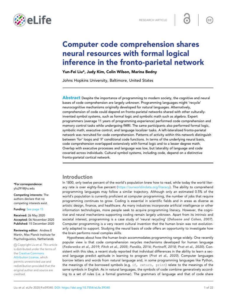 Elife 59340 v1 | PDF | Programming Language | Working Memory
