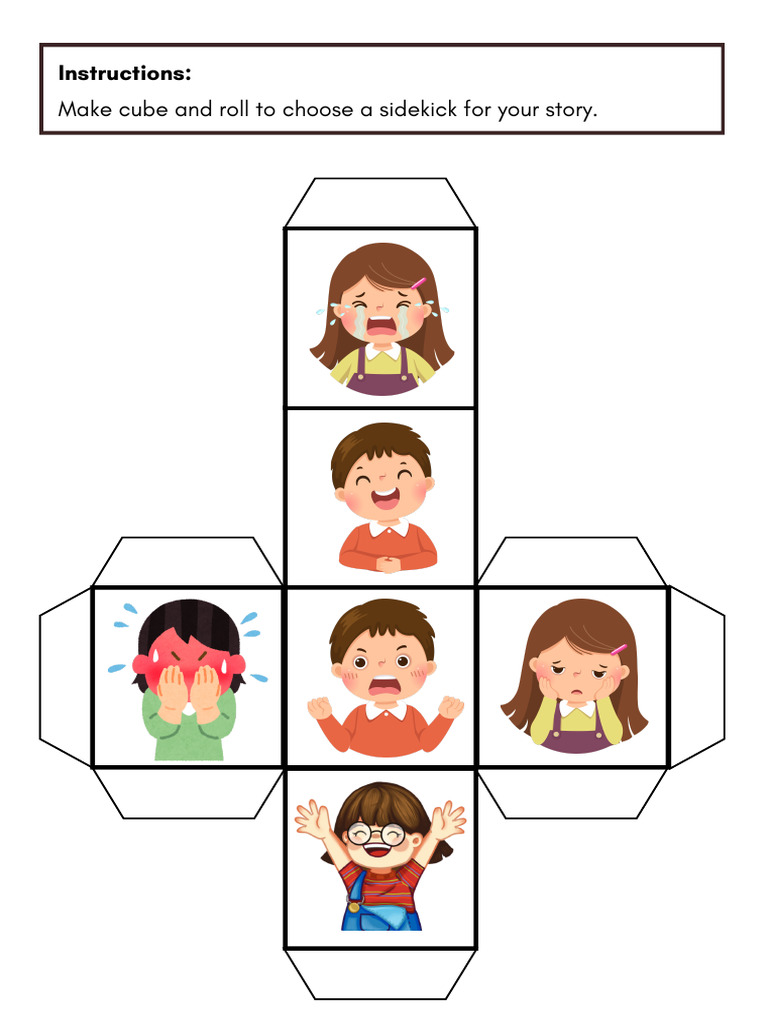 Roll A Sidekick Creative Writing Cube in Colorful Characters | PDF