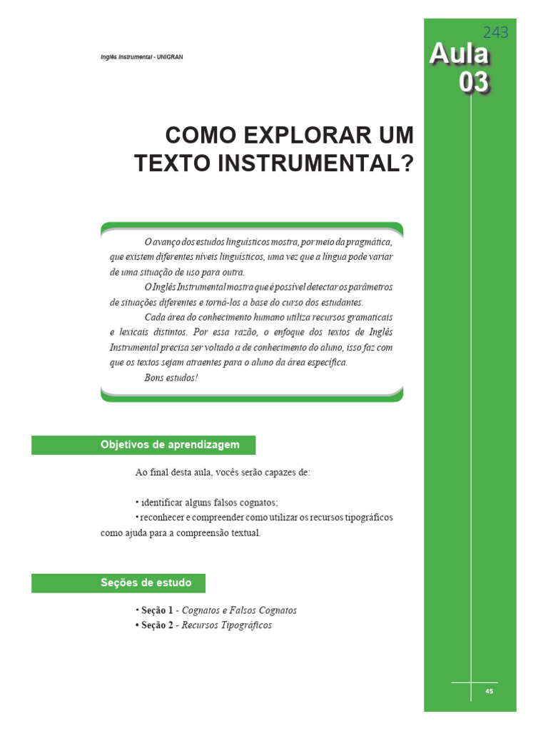 Explorando Textos de Inglês Instrumental | PDF | Palavra | Informação
