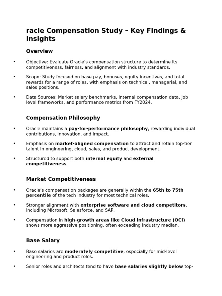Oracle 2025 Compensation Insights | PDF | Employee Retention | Oracle ...