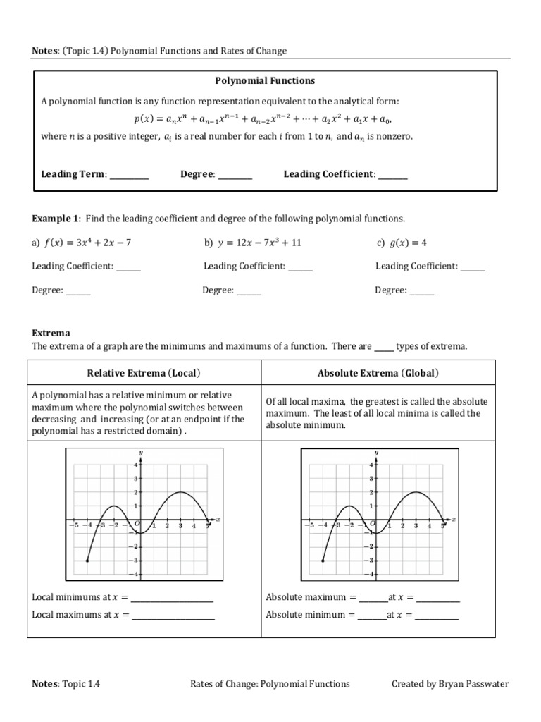 Polynomial Functions and Change Rates | PDF | Numerical Analysis | Algebra