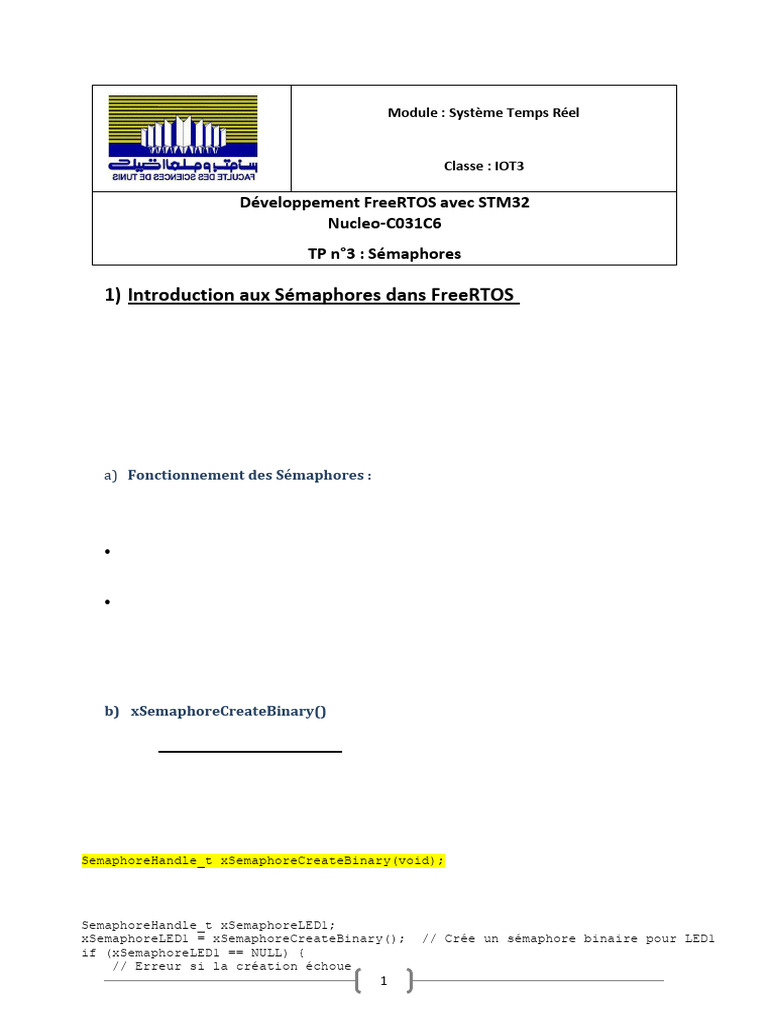 Utilisation des Sémaphores dans FreeRTOS | PDF | Technologie de système ...