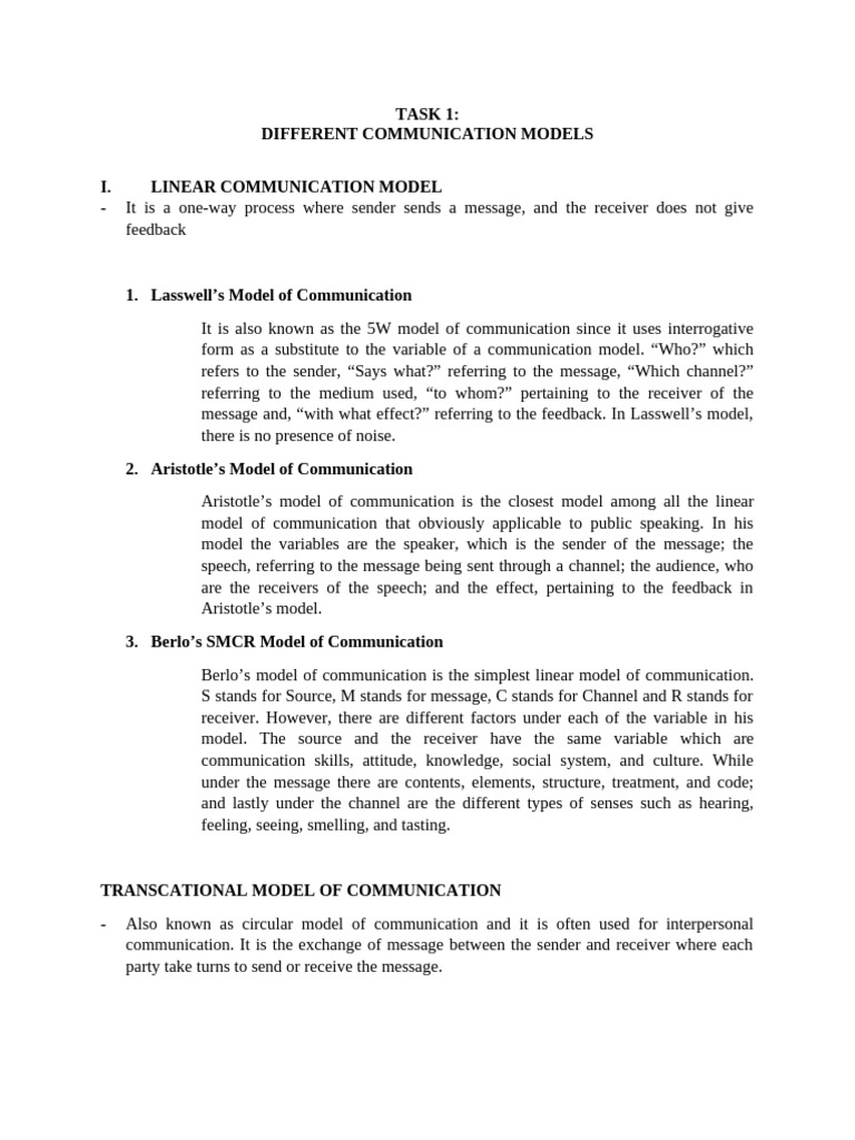 Overview of Communication Models | PDF | Communication | Human ...