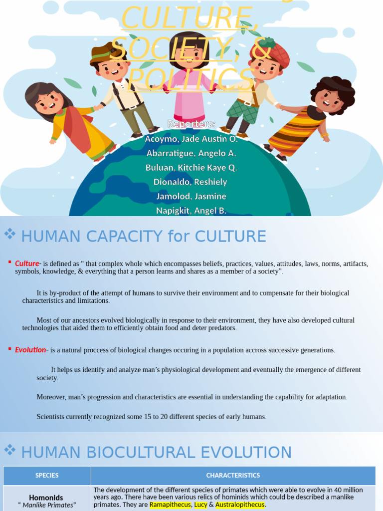 Human Evolution and Cultural Development | PDF | Society | Homo