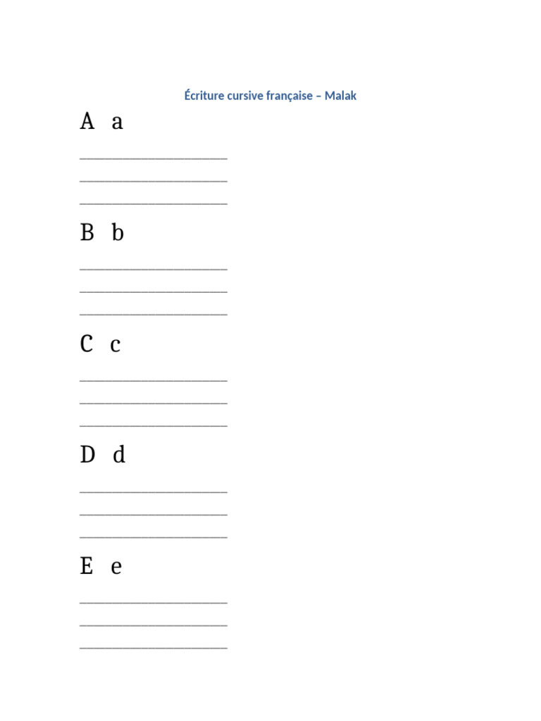 Écriture cursive avec Malak | PDF | Écriture | Calligraphie latin
