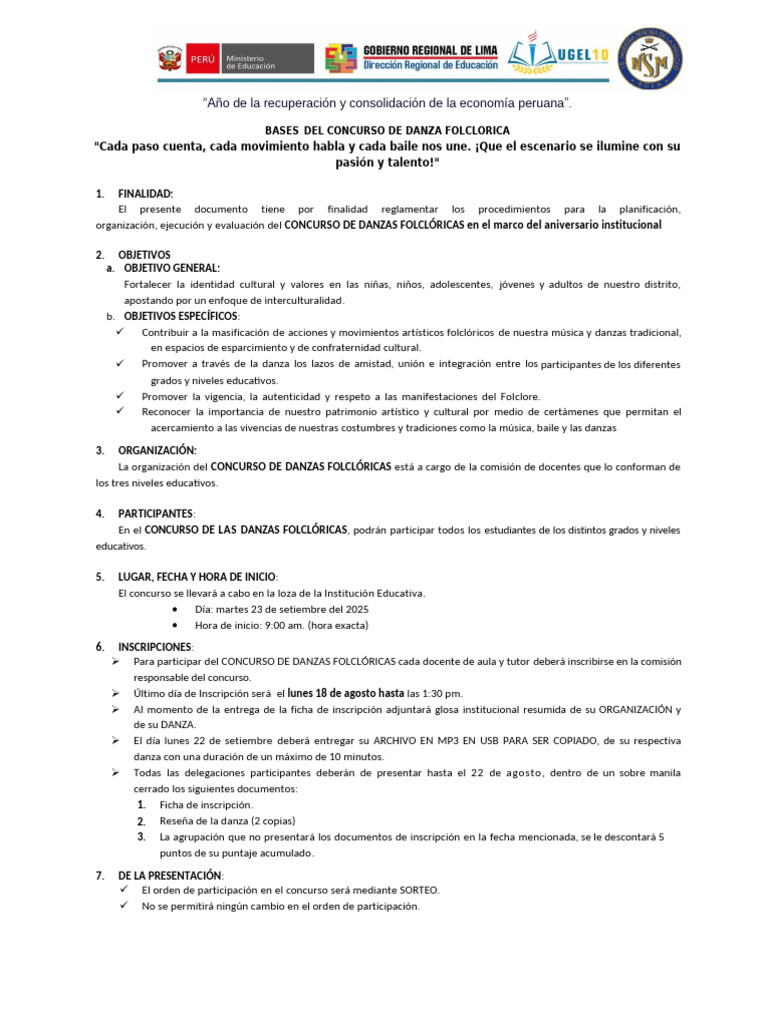 Bases Del Concurso de Danza 2025 | PDF | Bailes | Ritmo