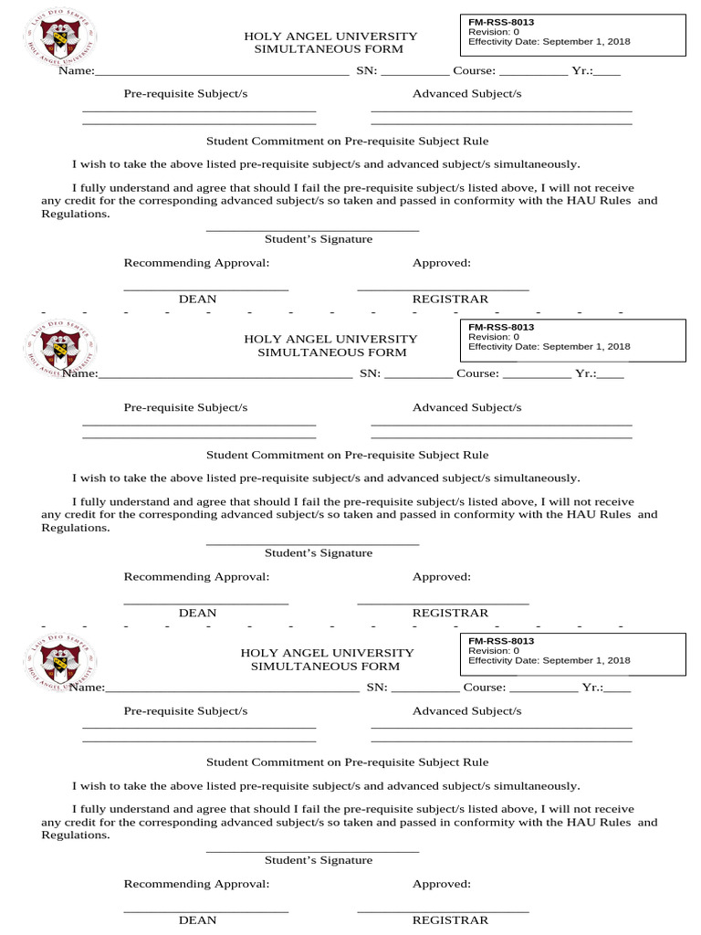 FM Rss 8013 Simultaneous Form | PDF