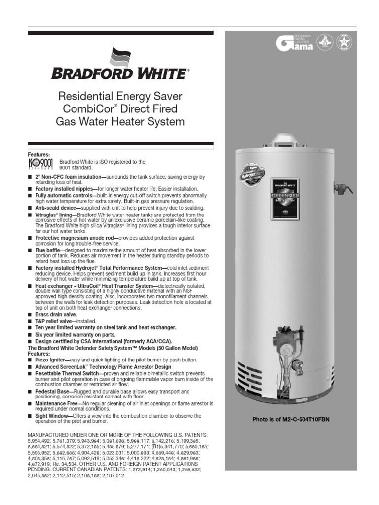 Bradford White CombiCor Gas Water Heater | PDF | Water Heating ...