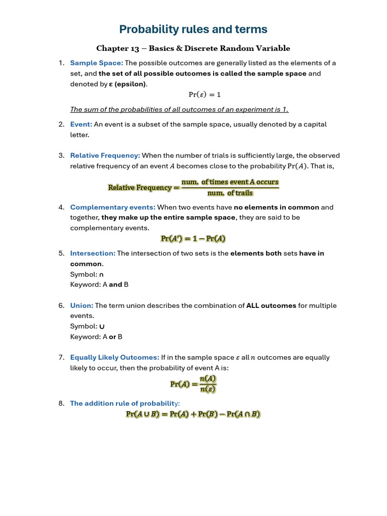 Probability Basics and Rules | PDF | Probability Distribution ...