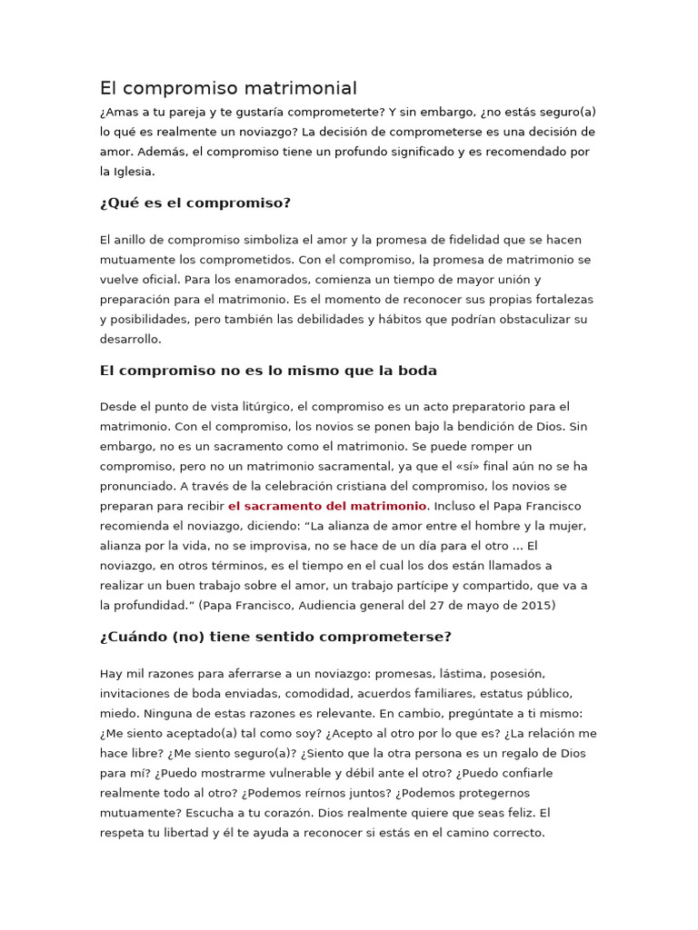 Significado del compromiso matrimonial | PDF | Matrimonio | Amor
