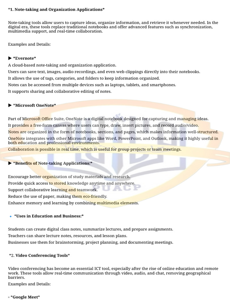 Note-Taking and Organization Applications Watermarked 11 | PDF | Web ...