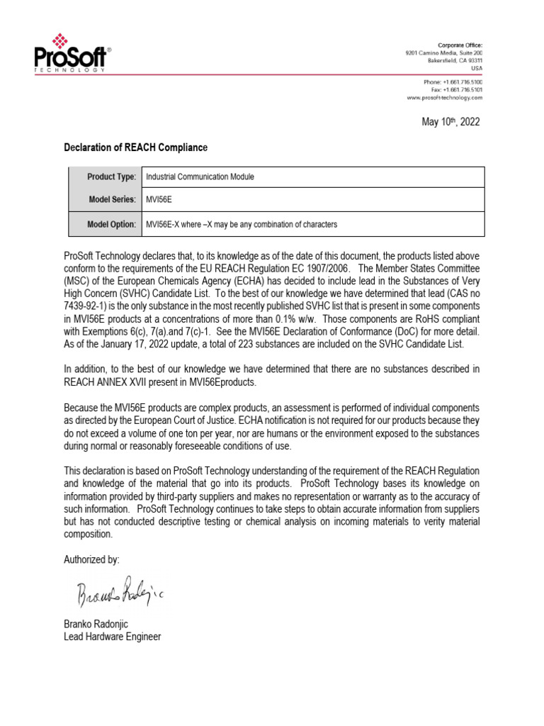 Mvi56e Reach Statement 2022 | PDF