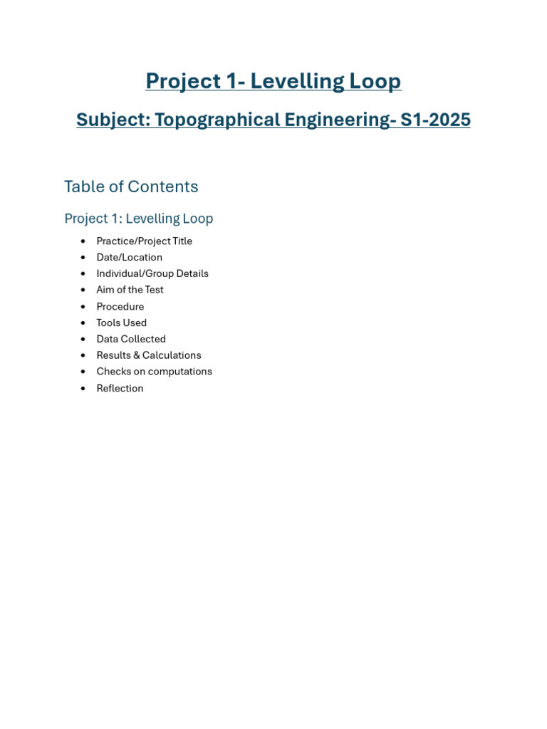 Levelling Loop Project Overview 2025 | PDF