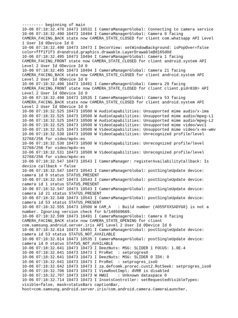 Camera Service Connection Log | PDF | Computer Programming | Software ...