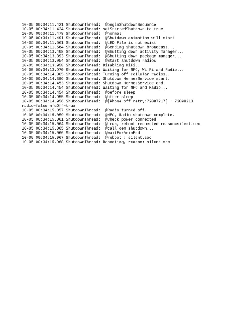 Device Shutdown Sequence Log | PDF