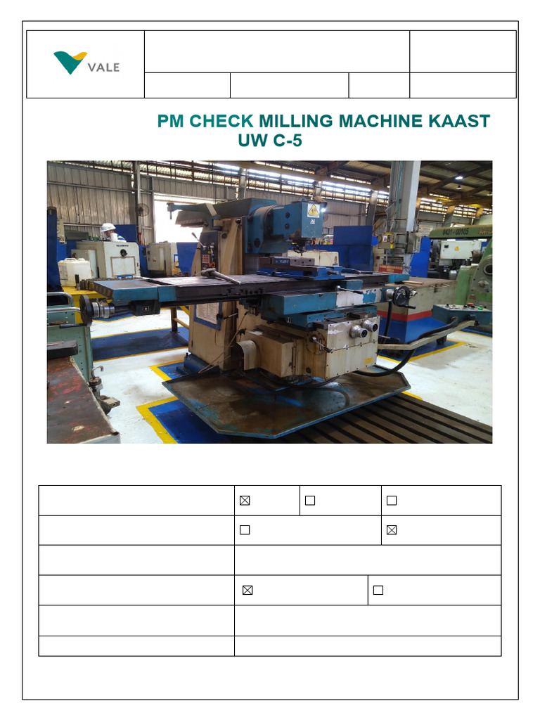 Prosedur PM Check Mesin Milling KAAST | PDF