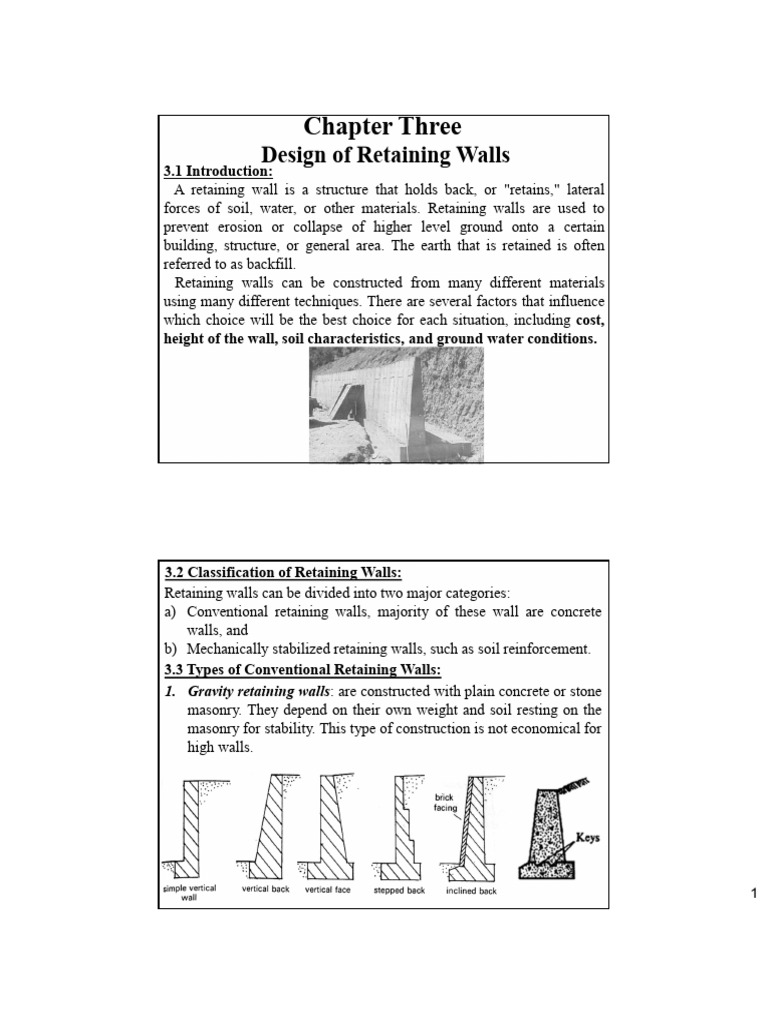 Retaining Wall Design and Types Guide | PDF | Civil Engineering ...