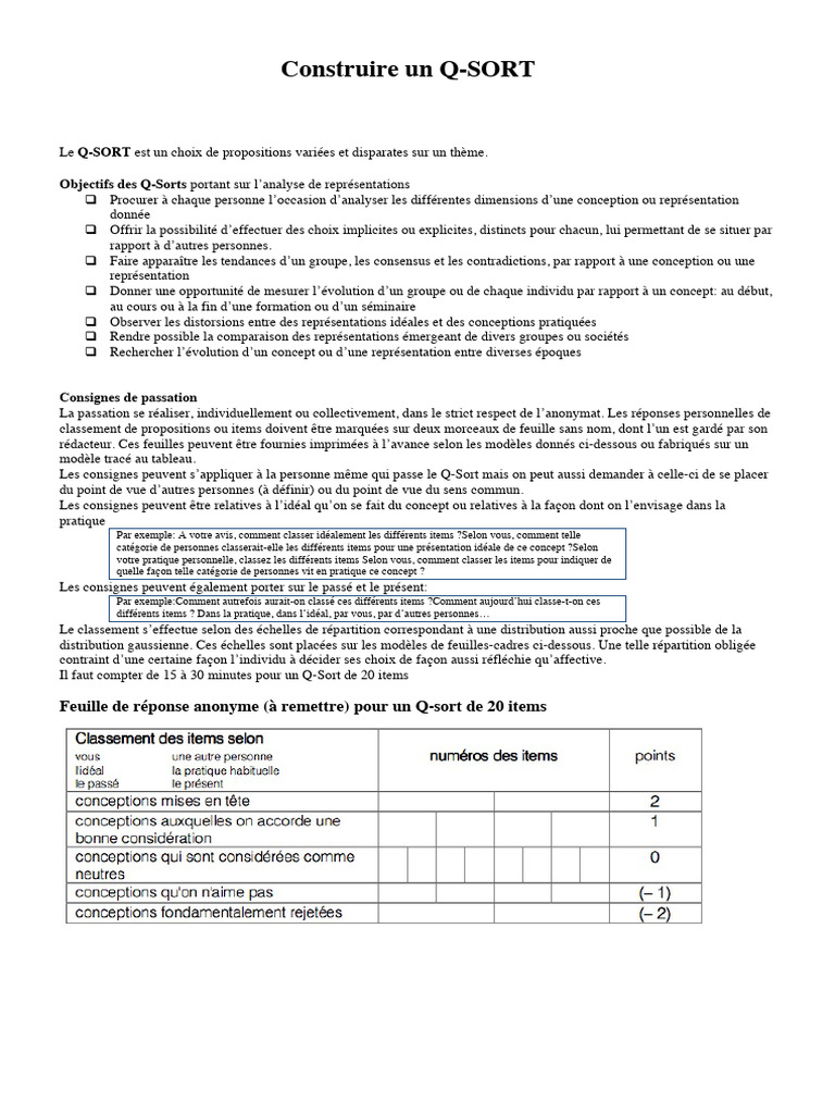 Guide Pratique du Q-SORT en Analyse | PDF | Pédagogie