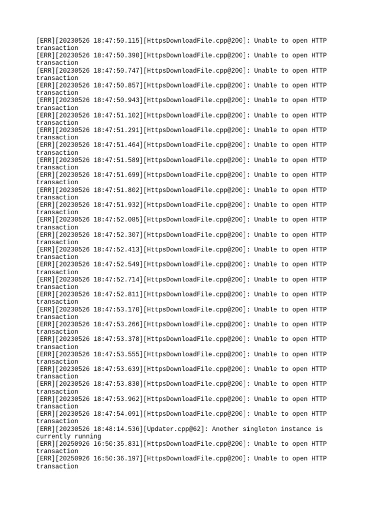 HTTP Transaction Errors Log | PDF | Software Engineering | Computer ...