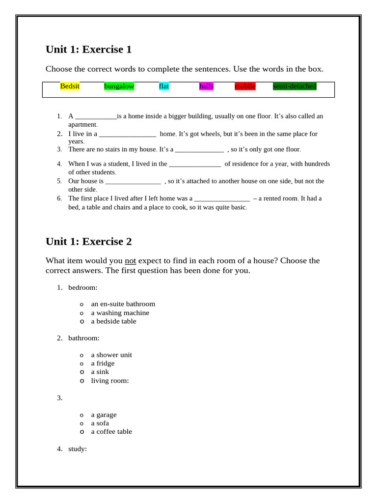 Unit 1 - Grammar & Vocabulary | PDF