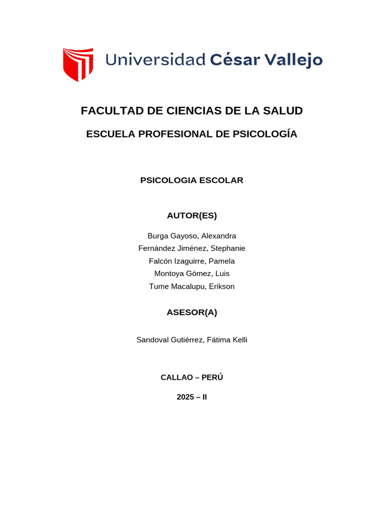Plan de Intervención en Psicología Escolar | PDF | Sicología | Ciencias ...