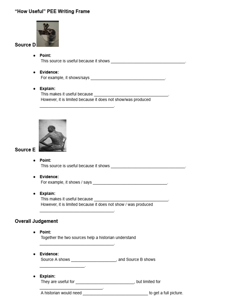 PEE Writing Frame for Source Evaluation | PDF