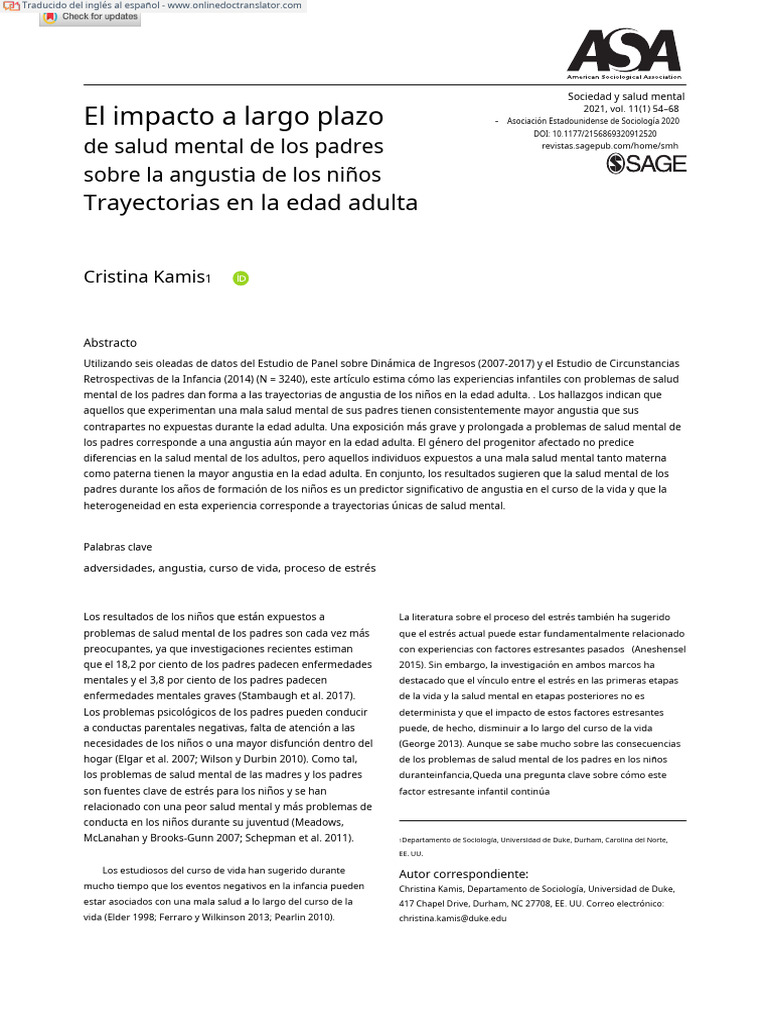 Kamis 2020 The Long Term Impact of Parental Mental Health On Children S ...