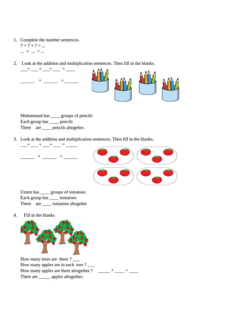 Math Sentence Completion Exercises | PDF