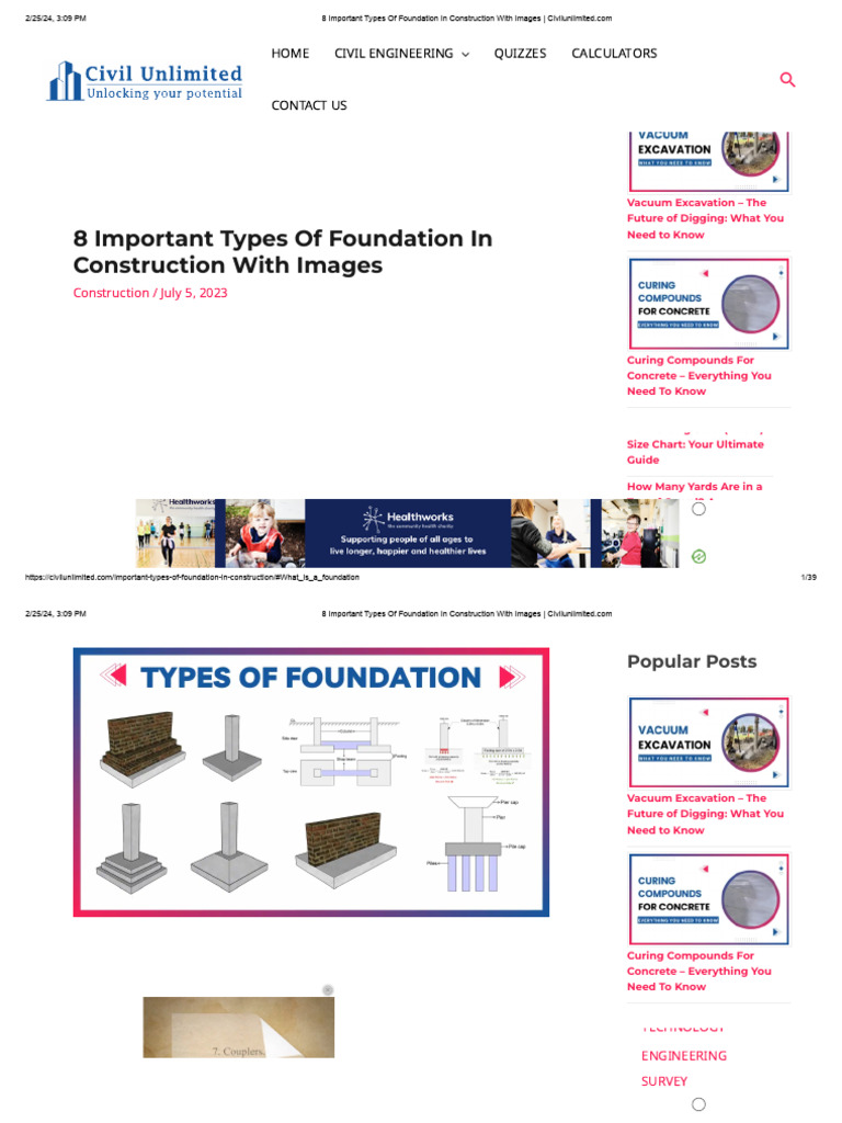 8 Types of Construction Foundations | PDF | Foundation (Engineering ...
