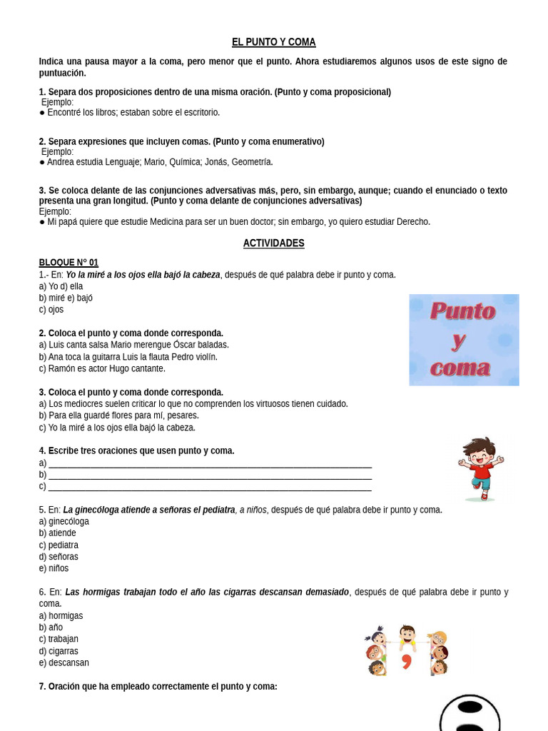 Usos del Punto y Coma en Español | PDF | Coma | Mecánica del lenguaje