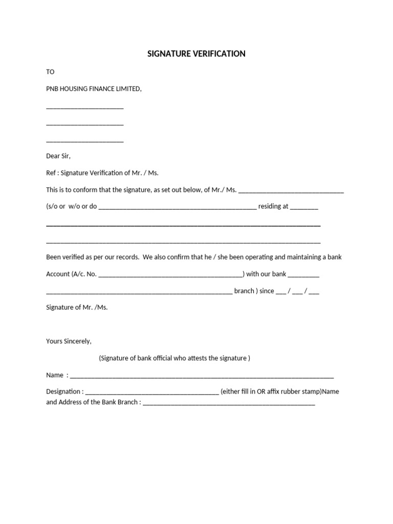 Signature Verification Letter Template | PDF