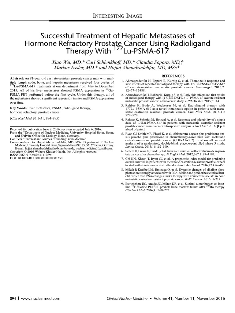 177Lu-PSMA-617 for Prostate Cancer Metastases | PDF | Metastasis ...