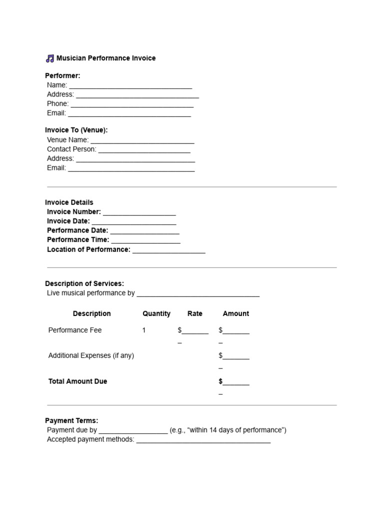 Musician Invoice | PDF