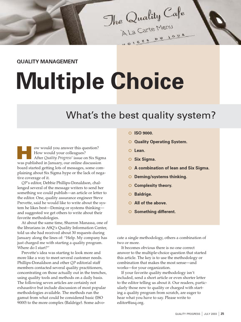Best Quality Management Systems Explained | PDF | Six Sigma | Quality ...