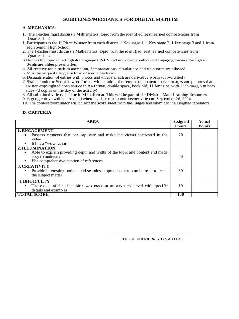 Digital Math Contest Guidelines 2024 | PDF | Mathematics