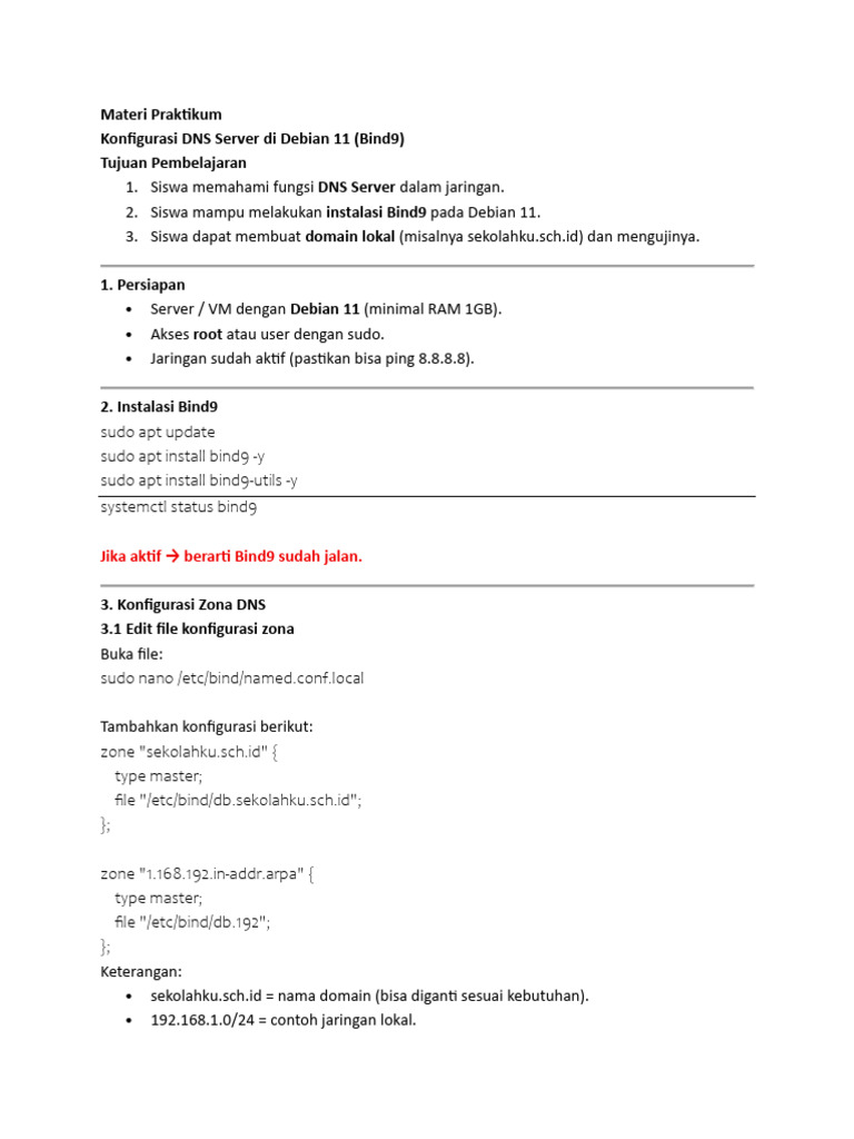 Konfigurasi DNS Server Debian 11 | PDF