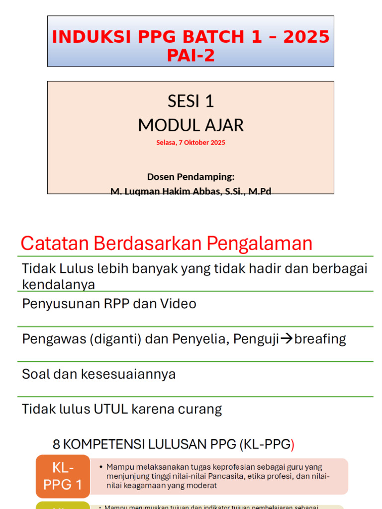 Induksi PPG Batch 1 2025: Modul Ajar dan Tugas | PDF