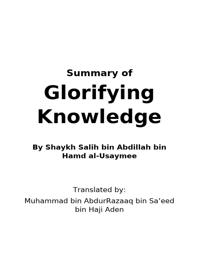 Summary of Glorifying Knowledge | PDF | God In Islam | Hadith