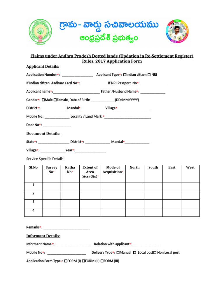 Claims Under Andhra Pradesh Dotted Lands (Updation in Re-Settlement ...