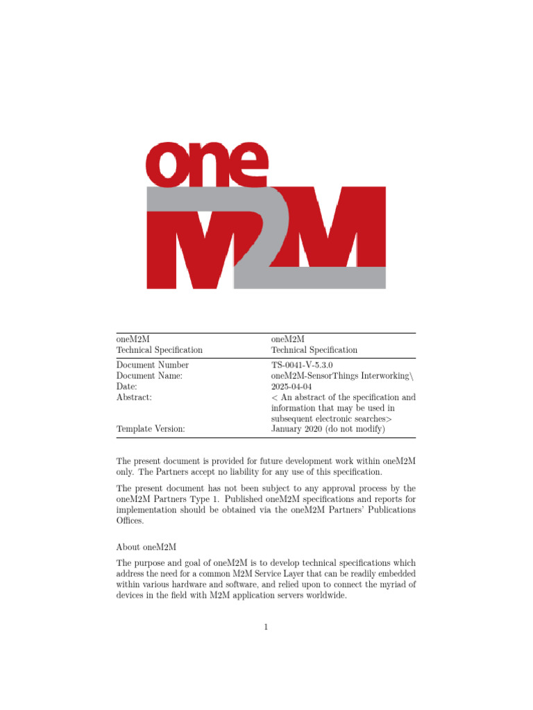 TS 0041 OneM2M SensorThings Interworking v5.3.0 | PDF | Computing