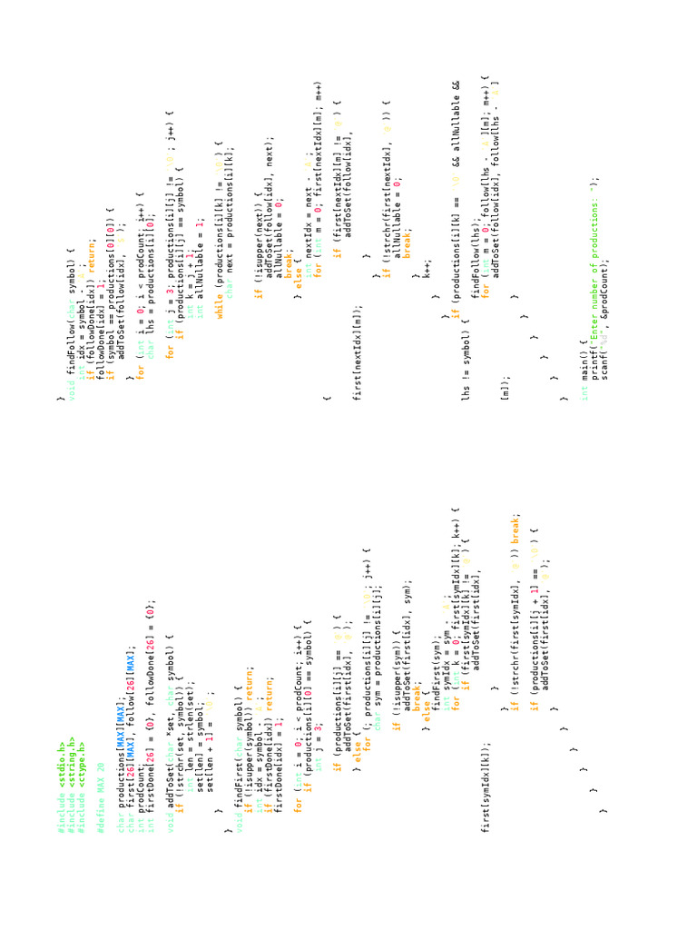 C Program for FIRST and FOLLOW Sets | PDF | Computer Programming ...