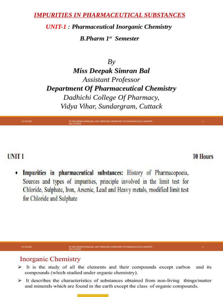 Impurities in Pharmaceutical Chemistry | PDF | Precipitation (Chemistry ...