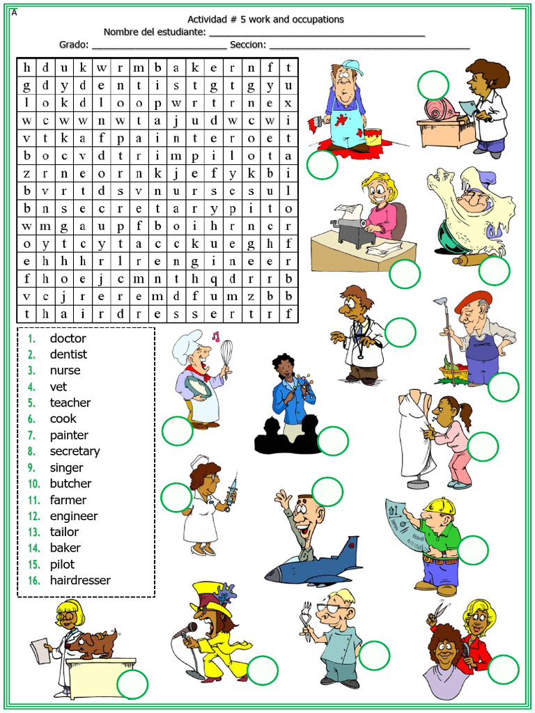 Work and Occupations Activity List | PDF