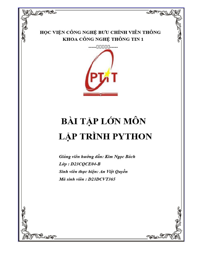 Bài tập lớn Python | PDF